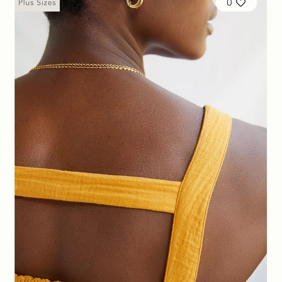Anthropologie Yellow Smocked Tie-Back Top - Picture 4 of 10
